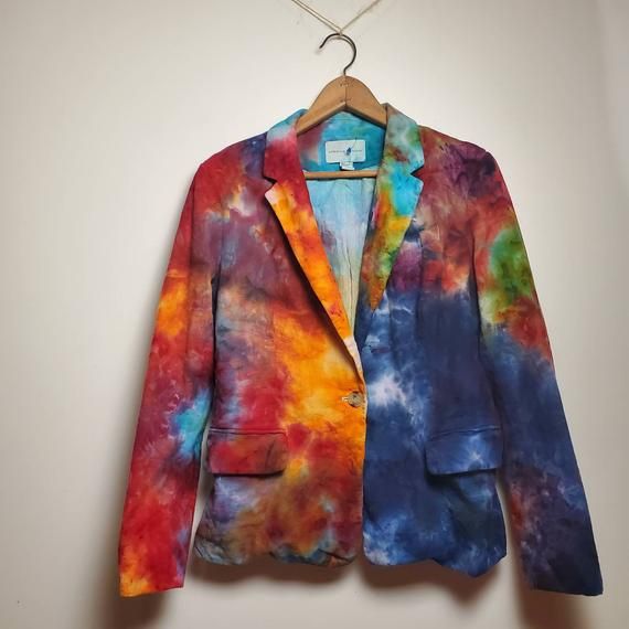 Letter Printing Tie-dyed Casual Blazer Jacket