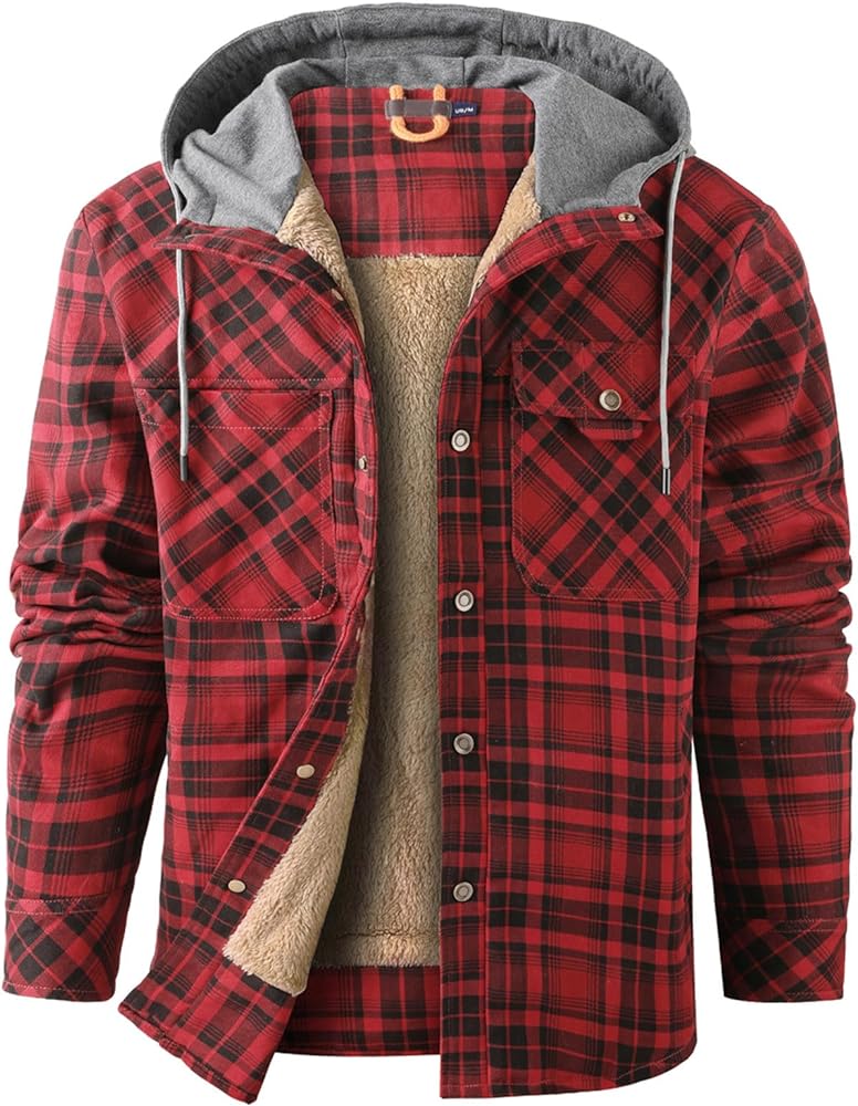 Flannel Hoodie Jacket Fleece Lined