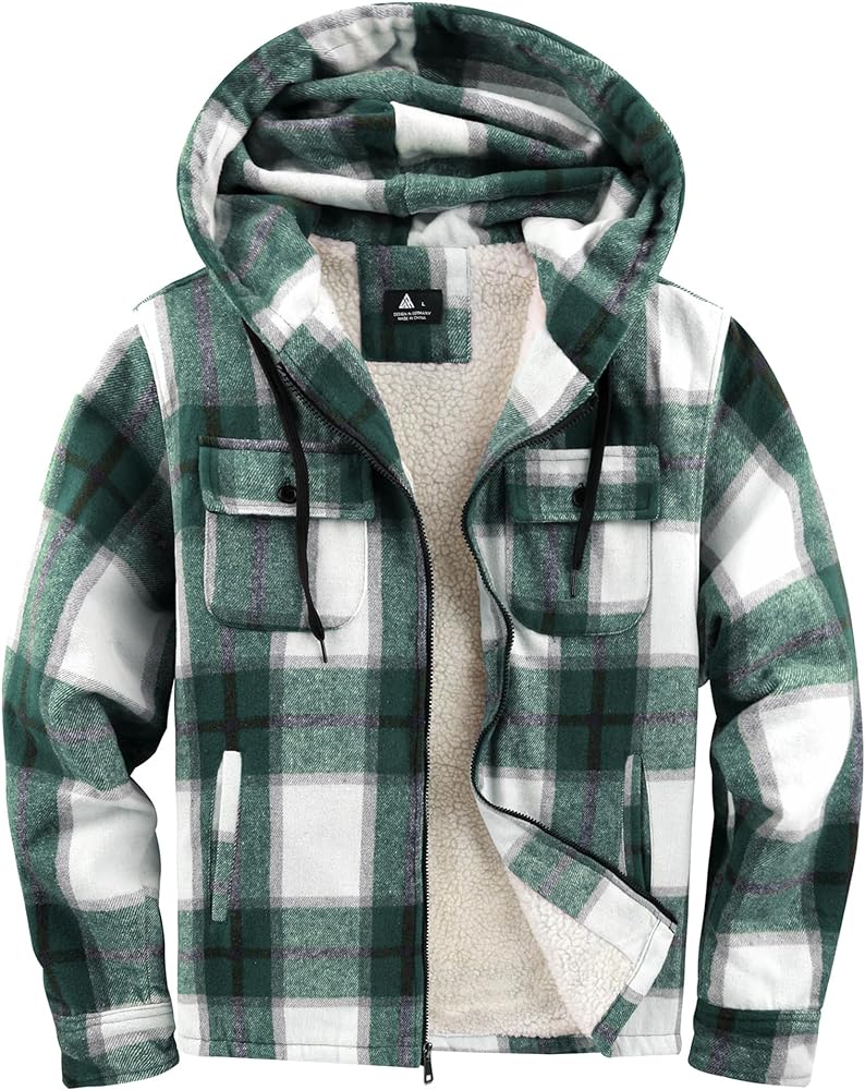 Flannel Hoodie Jacket Fleece Lined