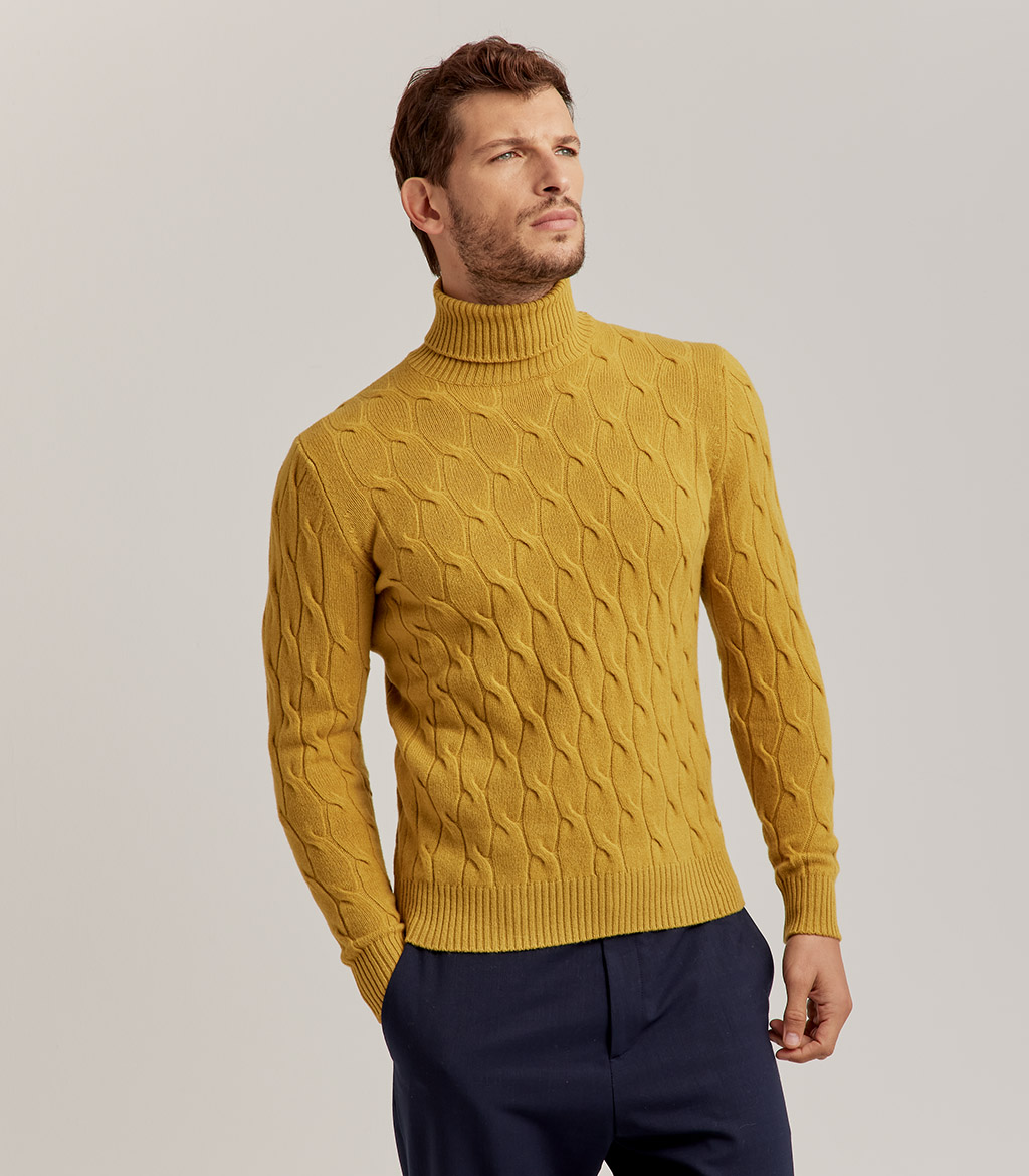 yellow turtleneck sweater mens