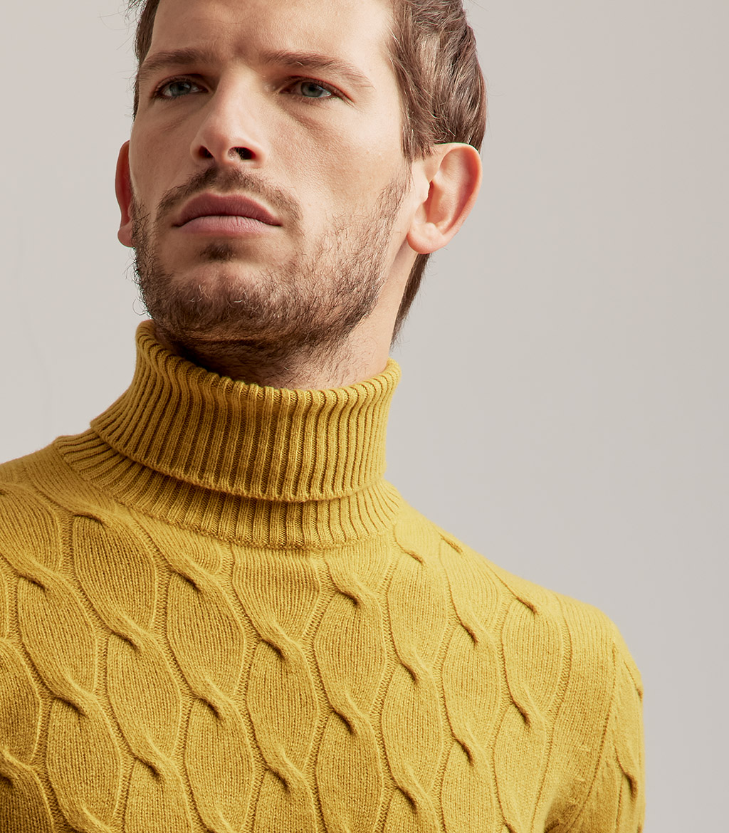 yellow turtleneck sweater mens