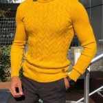 Yellow turtleneck sweater mens