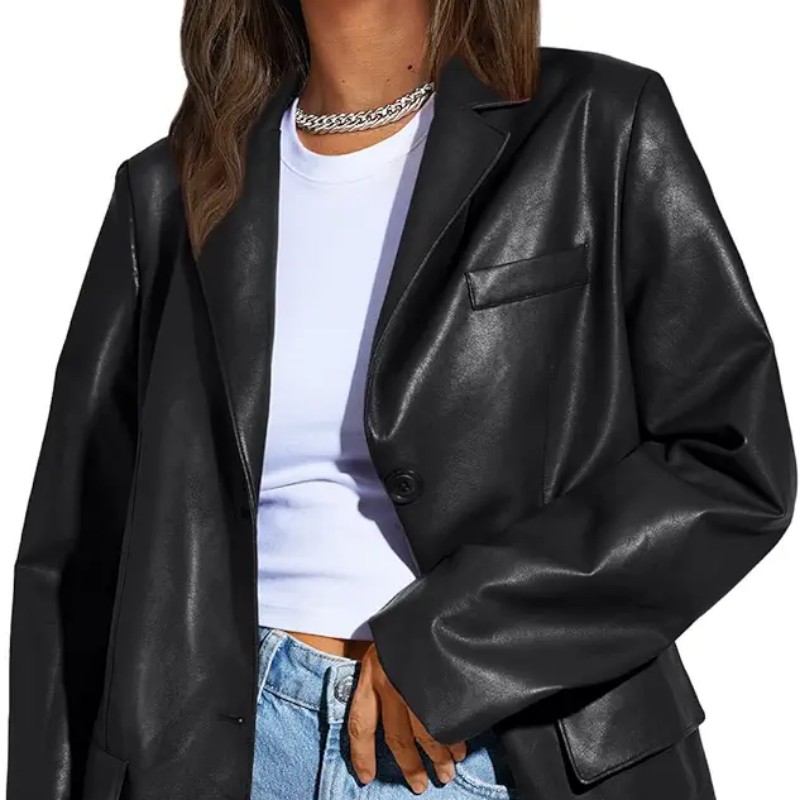 leather blazer women